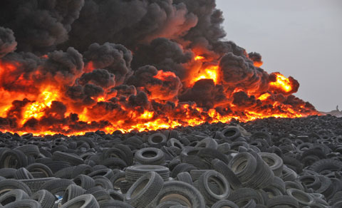 burning tyres